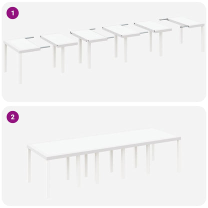 vidaXL Garden Dining Set 11 pcs White Rattan and Steel