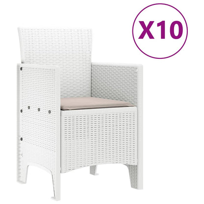 vidaXL Garden Dining Set 11 pcs White and Taupe Synthetic rattan