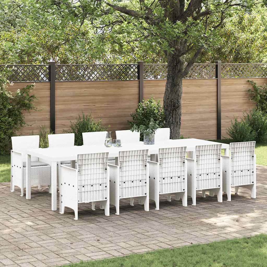 vidaXL Garden Dining Set 11 pcs White and Light grey