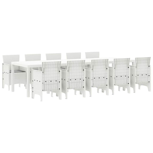 vidaXL Garden Dining Set 11 pcs White and Light grey