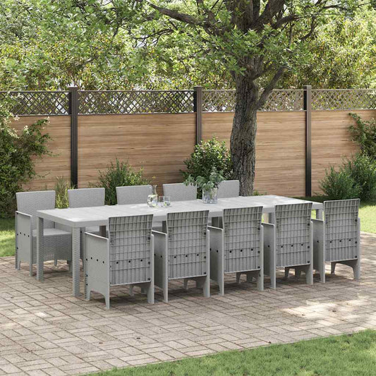 vidaXL Garden Dining Set 11 pcs Light grey Polypropylene