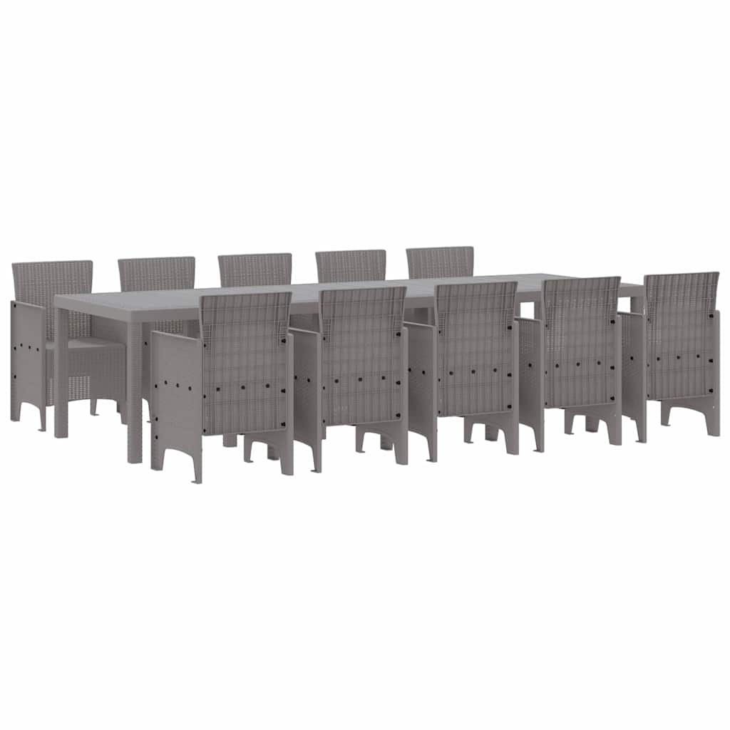 vidaXL Garden Dining Set 11 pcs Light grey Polypropylene