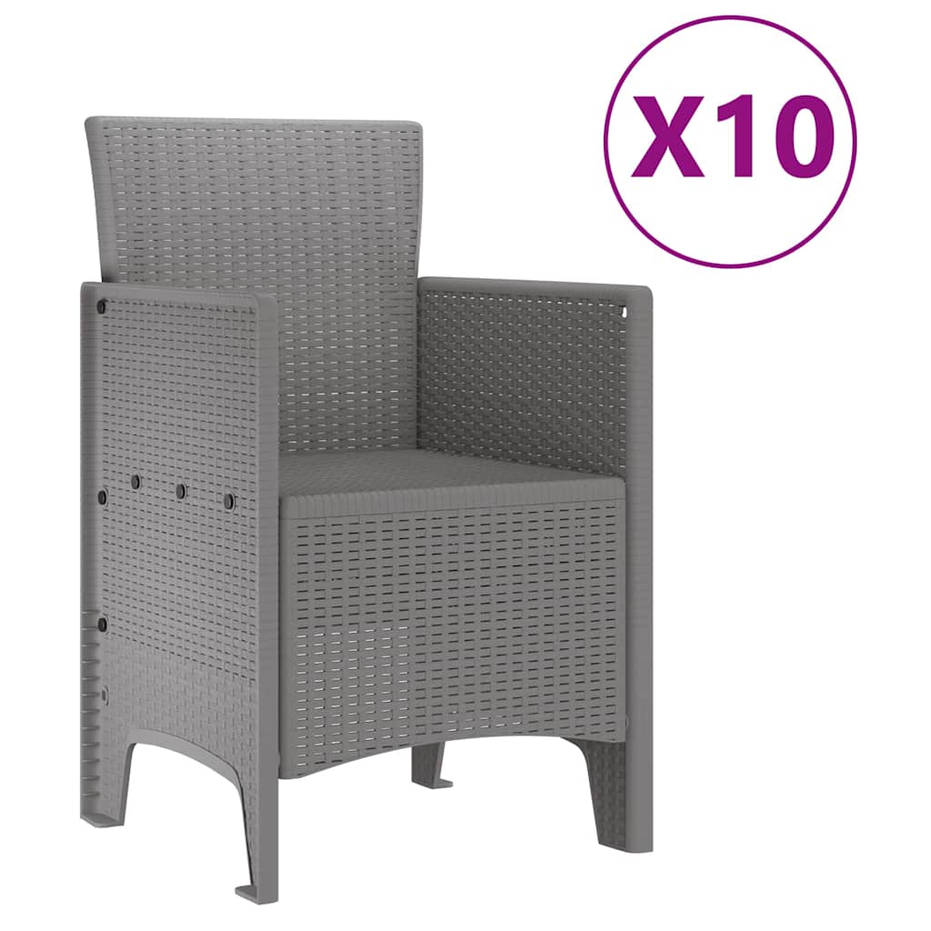 vidaXL Garden Dining Set 11 pcs Light grey Polypropylene