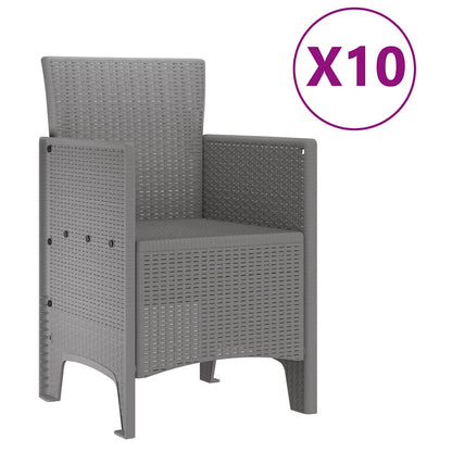 vidaXL Garden Dining Set 11 pcs Light grey Polypropylene