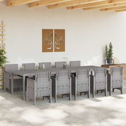 vidaXL Garden Dining Set 11 pcs Light grey Poly rattan