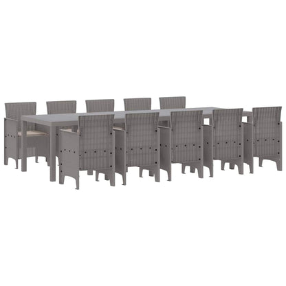 vidaXL Garden Dining Set 11 pcs Light grey Poly rattan