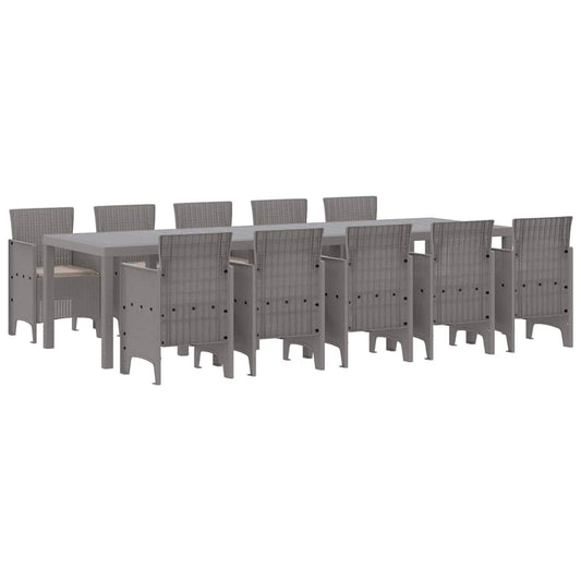vidaXL Garden Dining Set 11 pcs Light grey Poly rattan