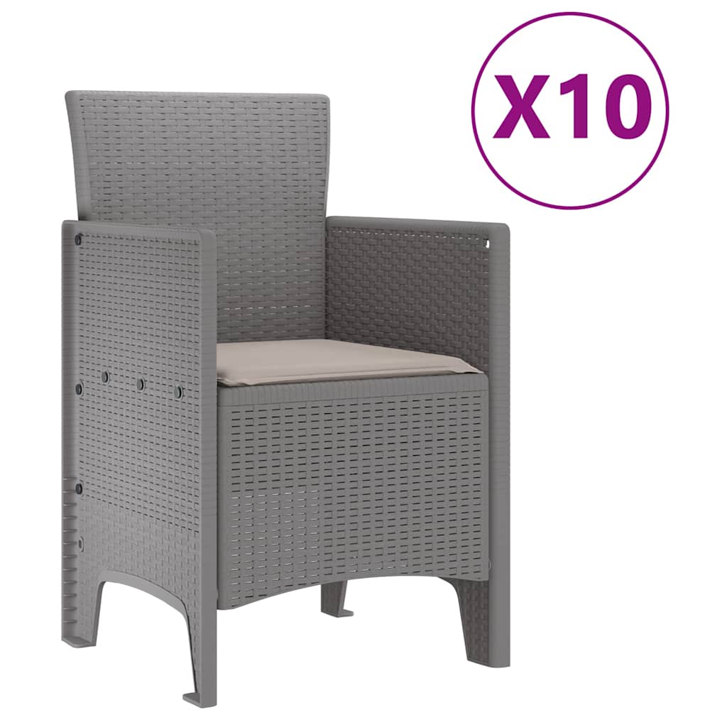 vidaXL Garden Dining Set 11 pcs Light grey Poly rattan
