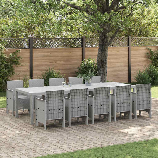 vidaXL Garden Dining Set 11 pcs Light grey Rattan and Aluminium