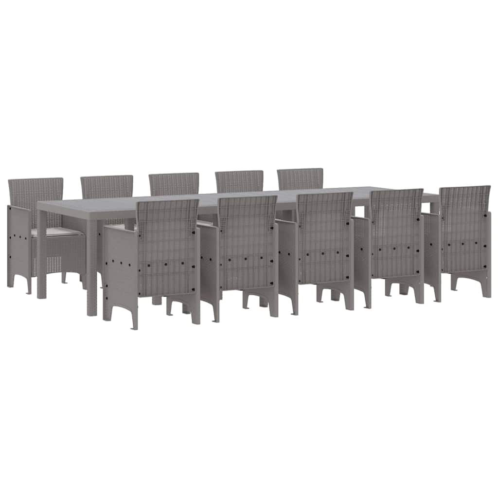 vidaXL Garden Dining Set 11 pcs Light grey Rattan and Aluminium