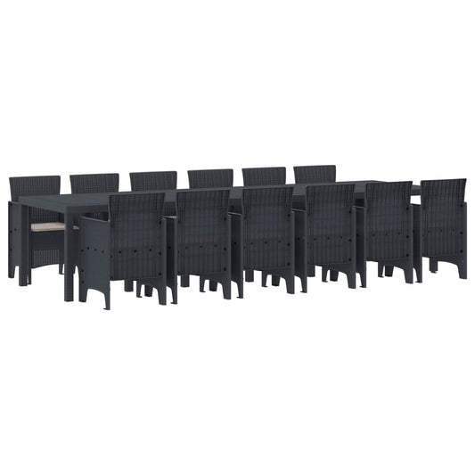 vidaXL Garden Dining Set 13 pcs Anthracite Polt rattan
