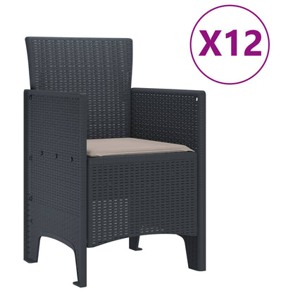 vidaXL Garden Dining Set 13 pcs Anthracite Polt rattan