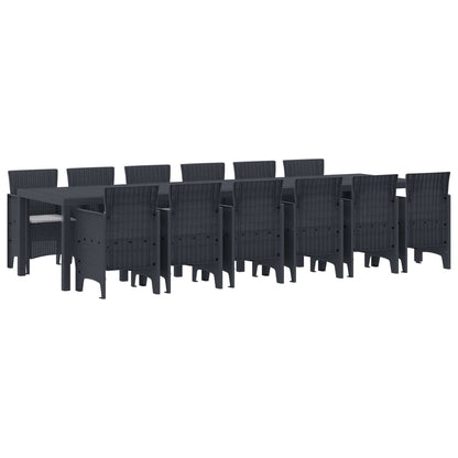 vidaXL Garden Dining Set 13 pcs Anthracite Polt rattan