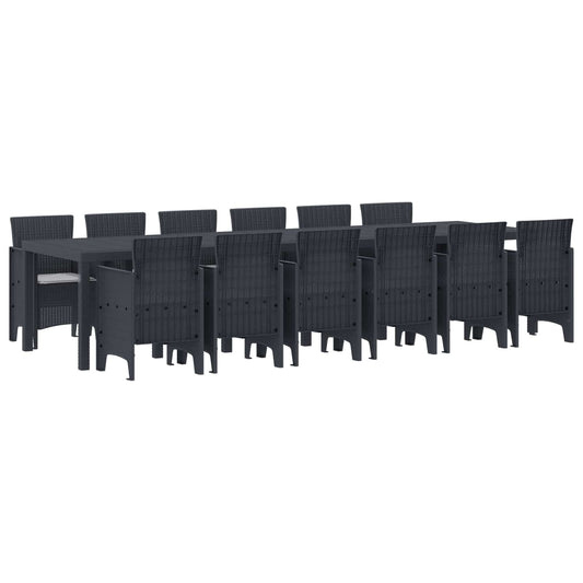 vidaXL Garden Dining Set 13 pcs Anthracite Polt rattan