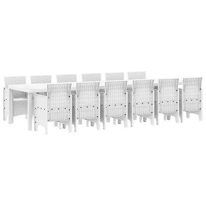 vidaXL Garden Dining Set 13 pcs White Polt rattan