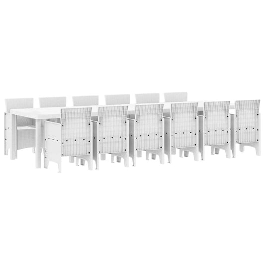 vidaXL Garden Dining Set 13 pcs White Polt rattan