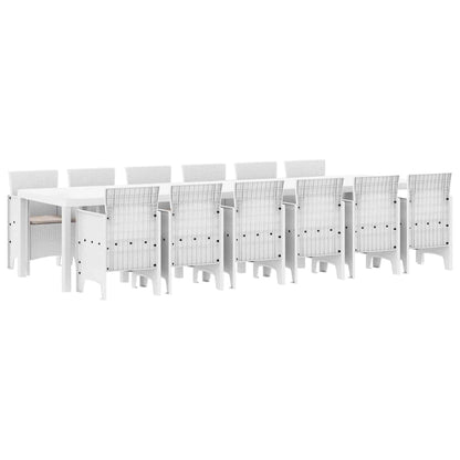 vidaXL Garden Dining Set 13 pcs White Polt rattan