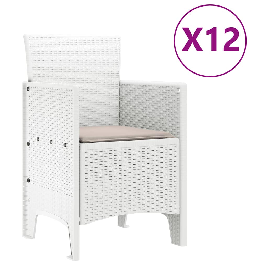 vidaXL Garden Dining Set 13 pcs White Polt rattan