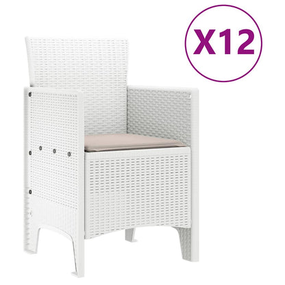 vidaXL Garden Dining Set 13 pcs White Polt rattan