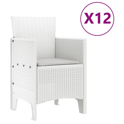 vidaXL Garden Dining Set 13 pcs White Polt rattan