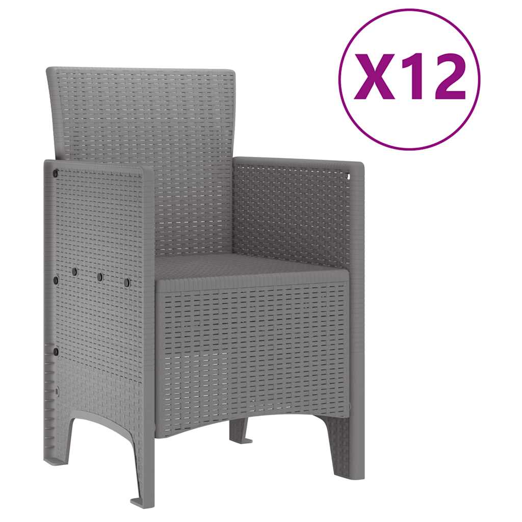 vidaXL Garden Dining Set 13 pcs Light Grey Polt rattan