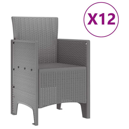 vidaXL Garden Dining Set 13 pcs Light Grey Polt rattan