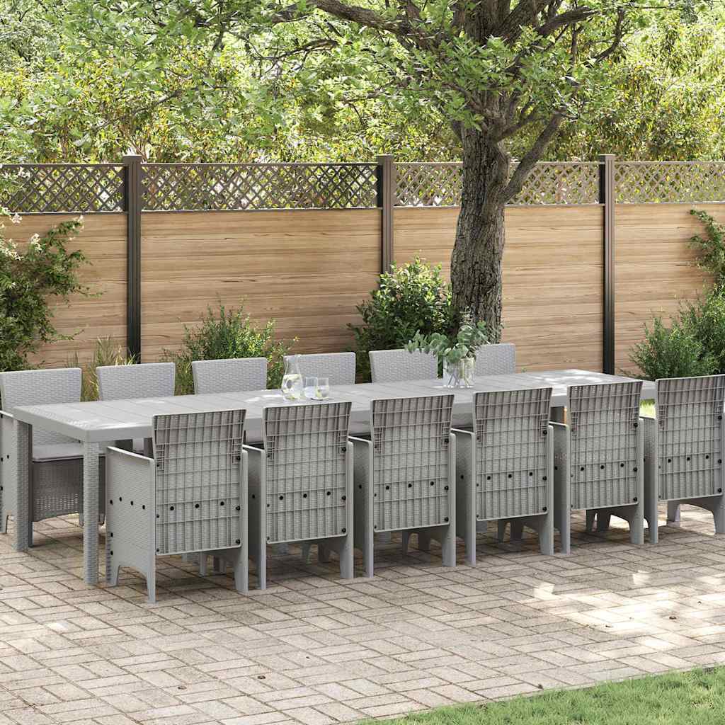 vidaXL Garden Dining Set 13 pcs Light Grey Polt rattan