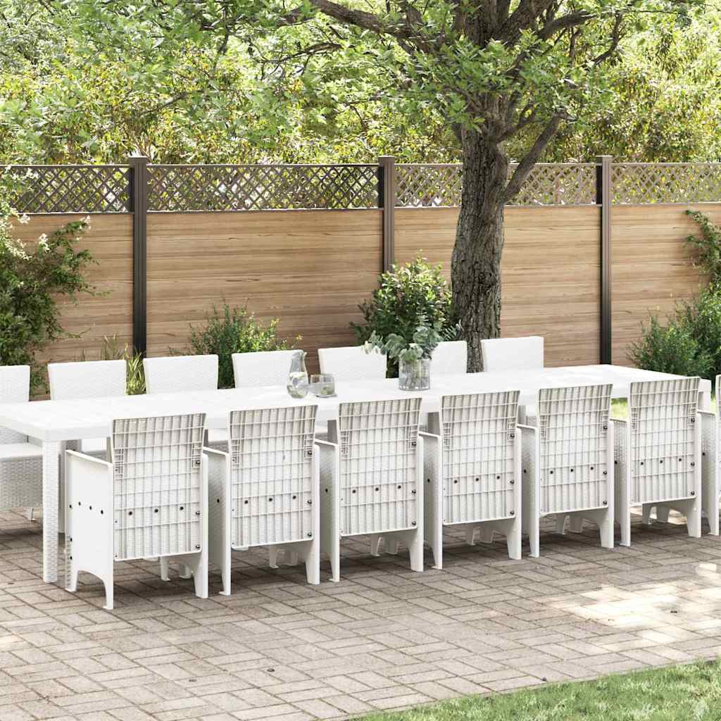 vidaXL Garden Dining Set with Cushions 15 pcs White PP