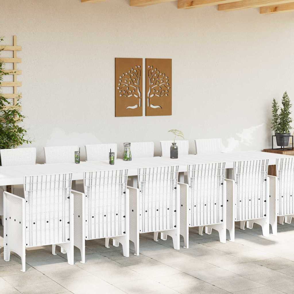 vidaXL Garden Dining Set with Cushions 15 pcs White PP