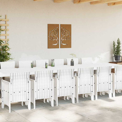 vidaXL Garden Dining Set with Cushions 15 pcs White PP