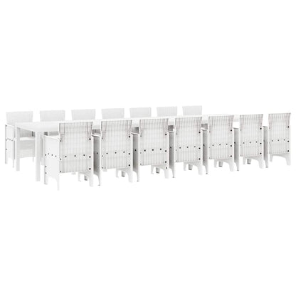 vidaXL Garden Dining Set with Cushions 15 pcs White PP