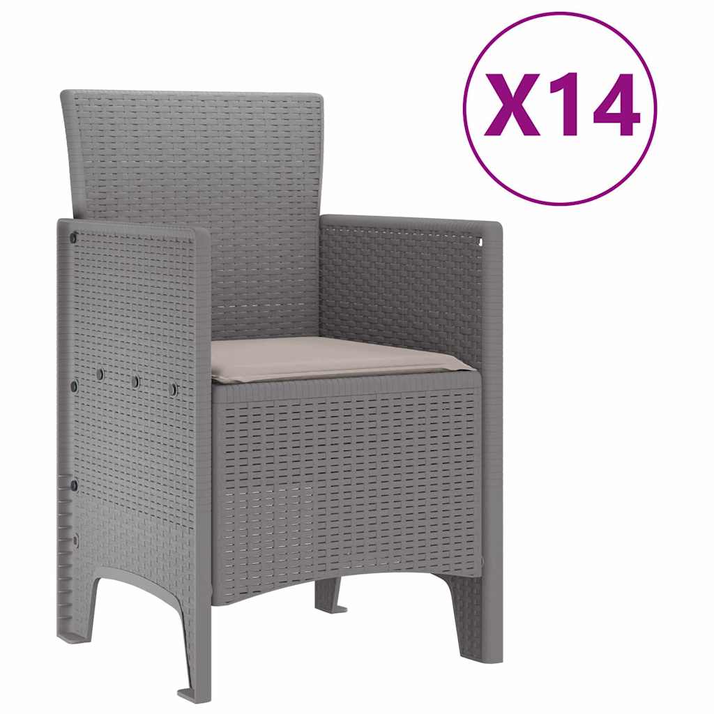 vidaXL Garden Dining Set with Cushions 15 pcs Light Grey PP