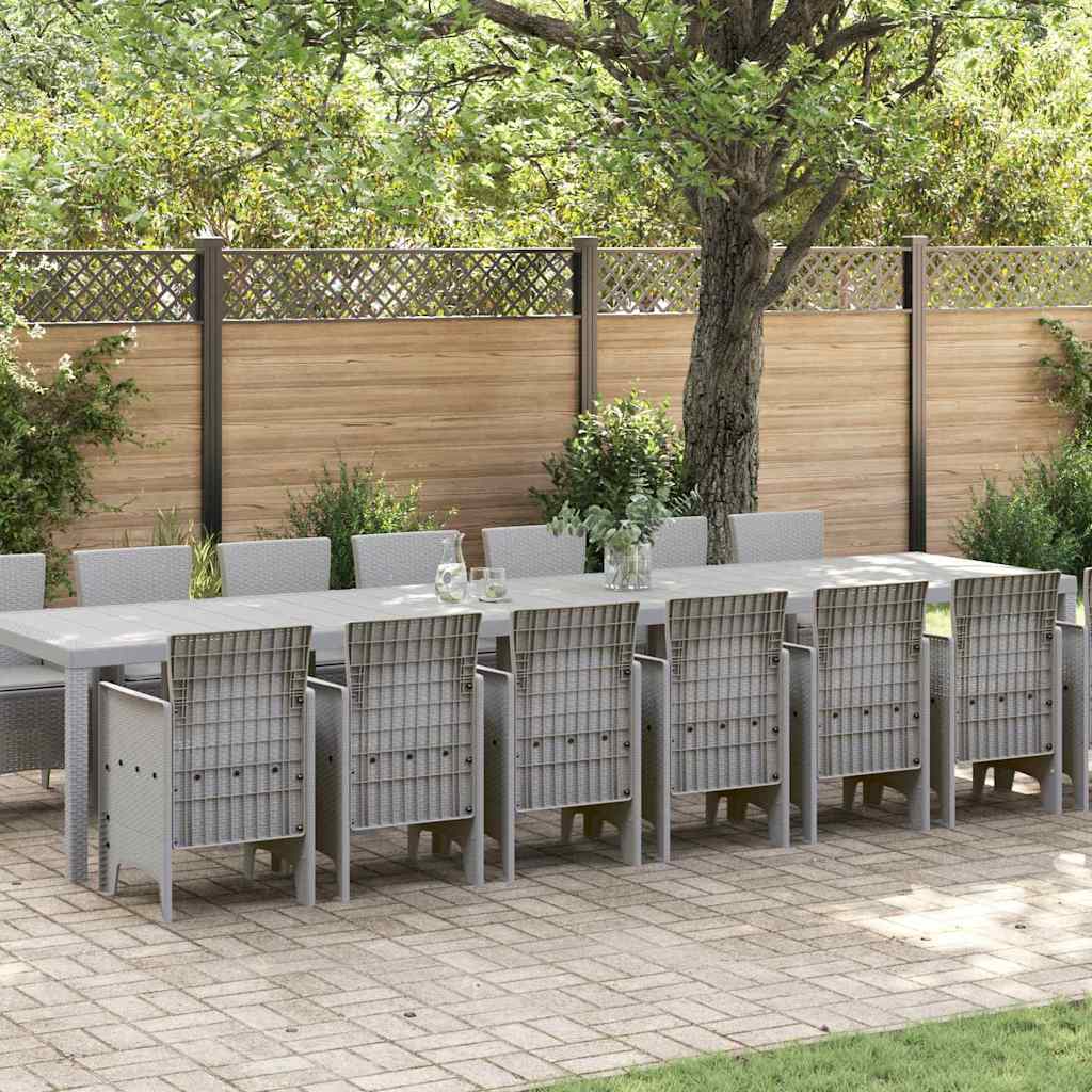 vidaXL Garden Dining Set with Cushions 15 pcs Light Grey PP