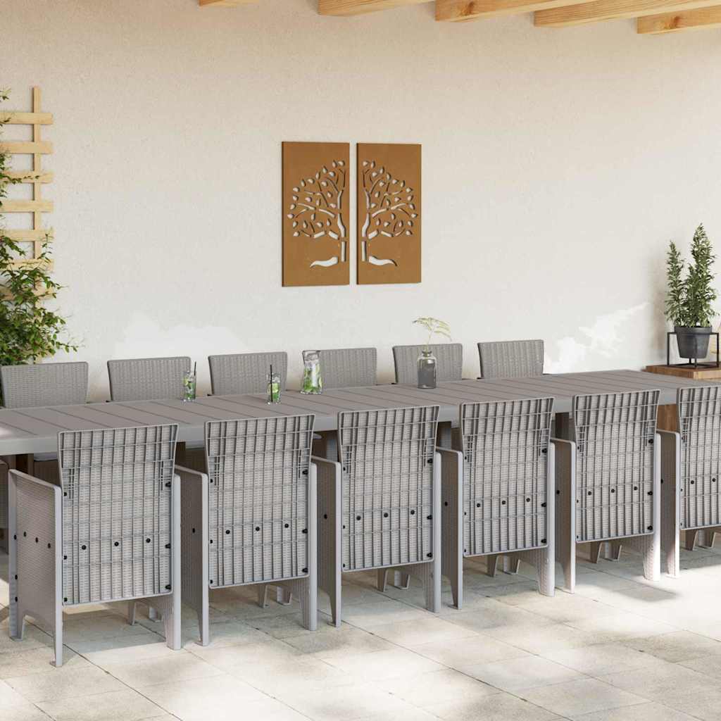 vidaXL Garden Dining Set with Cushions 15 pcs Light Grey PP