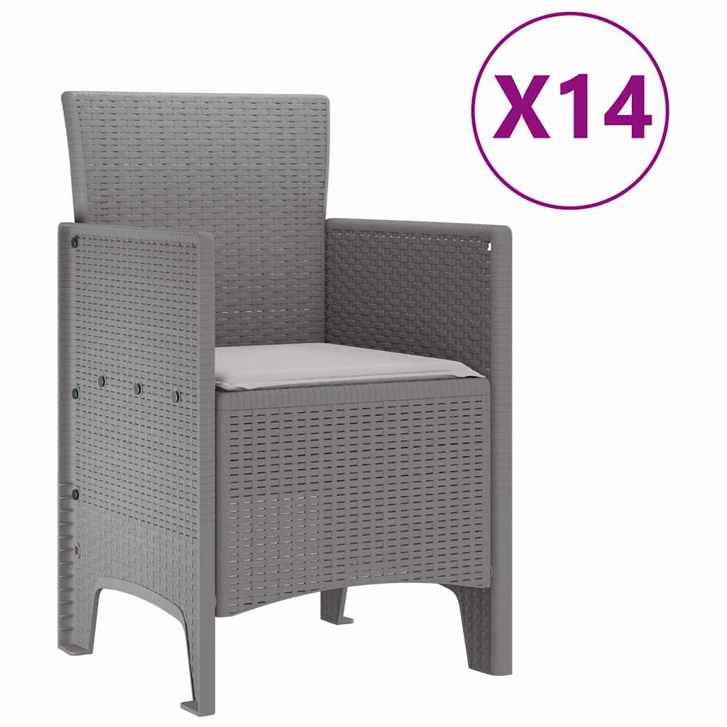 vidaXL Garden Dining Set with Cushions 15 pcs Light Grey PP