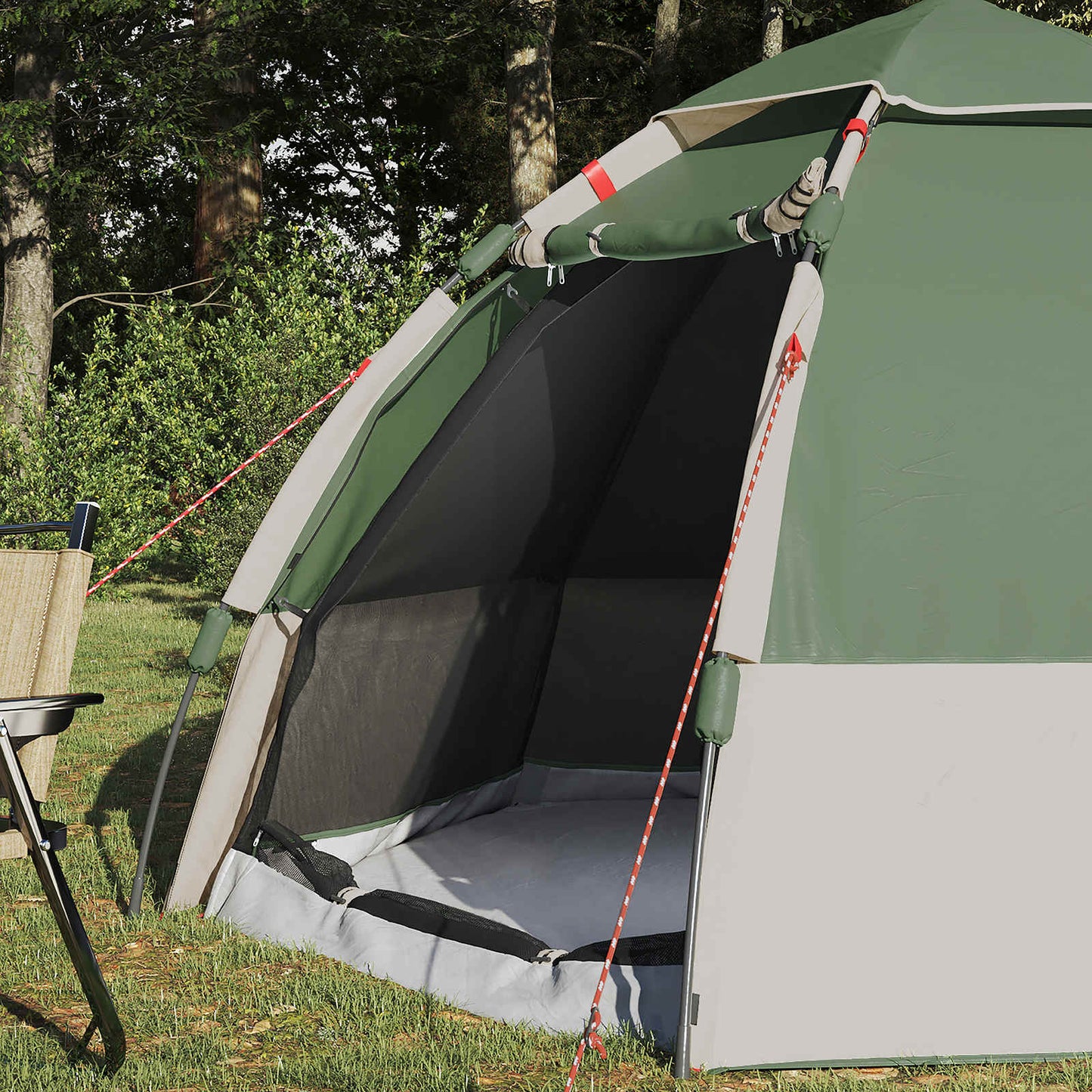 vidaXL Instant Tent with Rainfly 4-Person Quick-Release Green