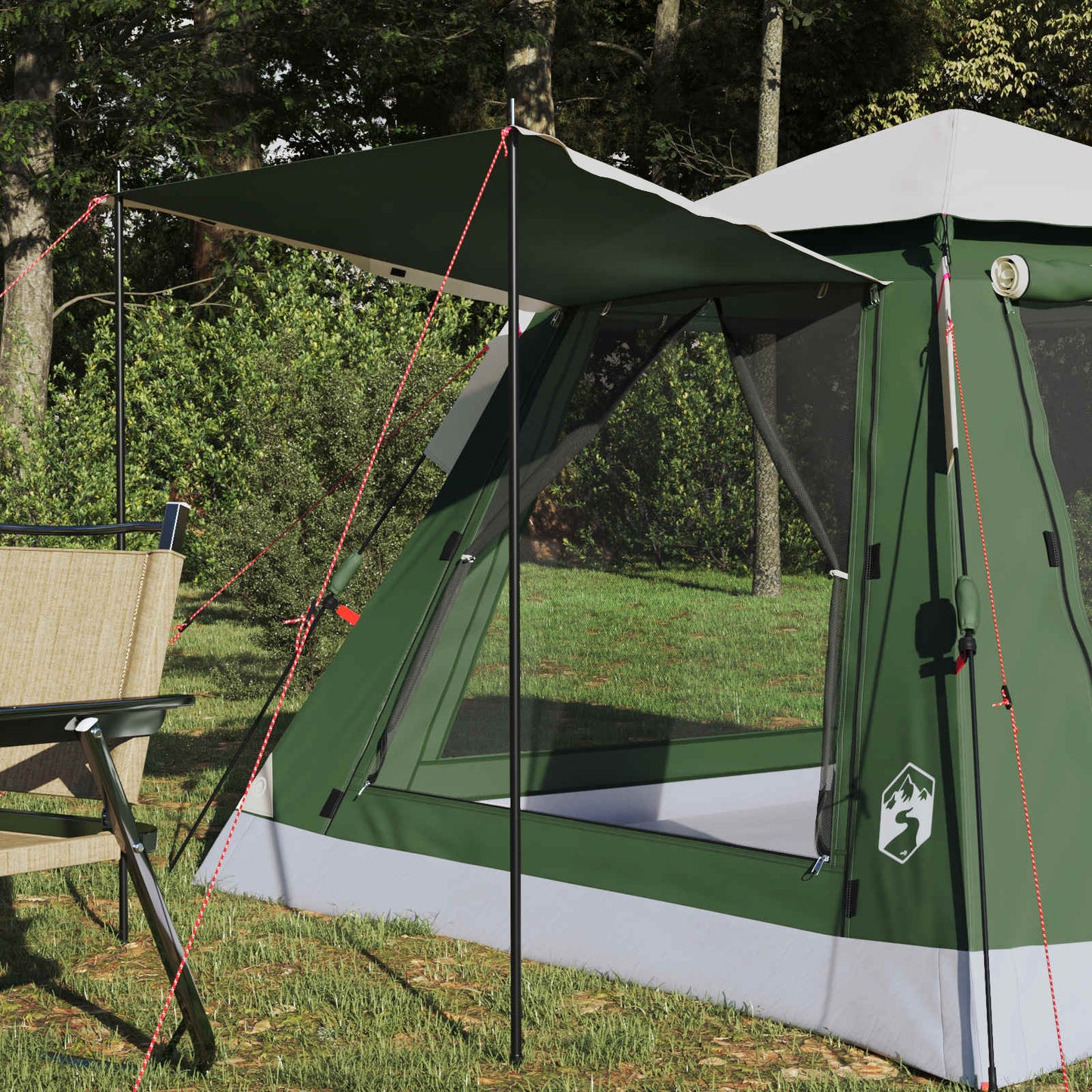 vidaXL Instant Tent with Rainfly 3-Person Quick-Release Green