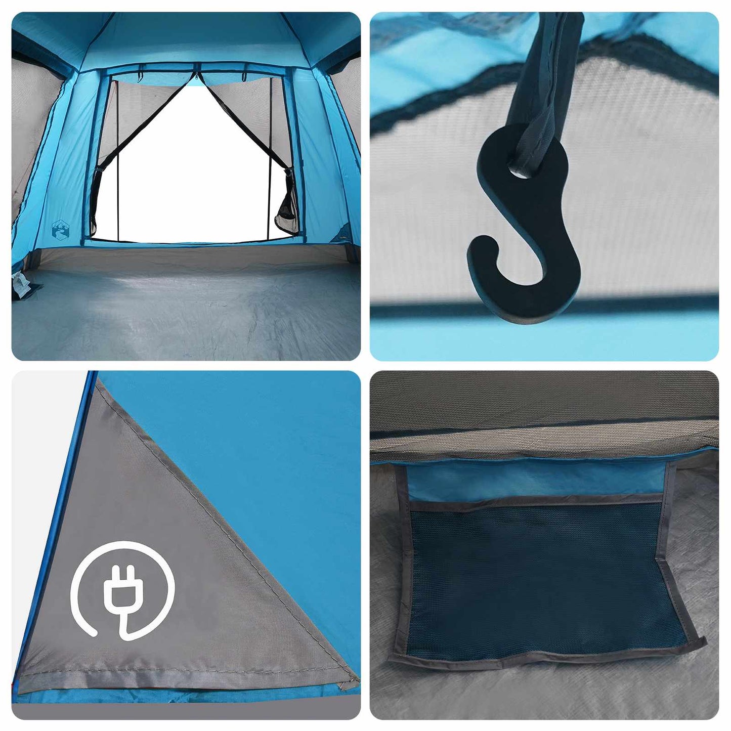 vidaXL Instant Tent with Rainfly 3-Person Quick-Release with Roof Blue