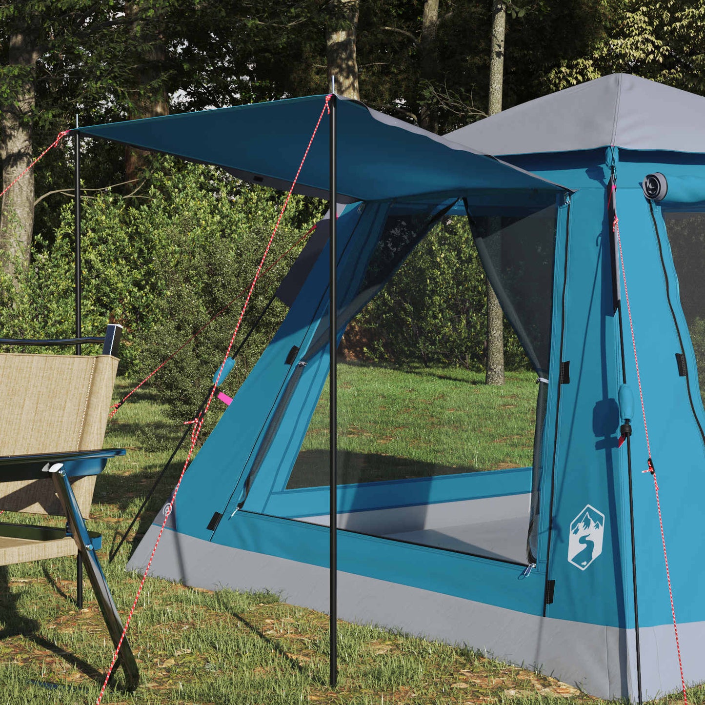 vidaXL Instant Tent with Rainfly 3-Person Quick-Release with Roof Blue