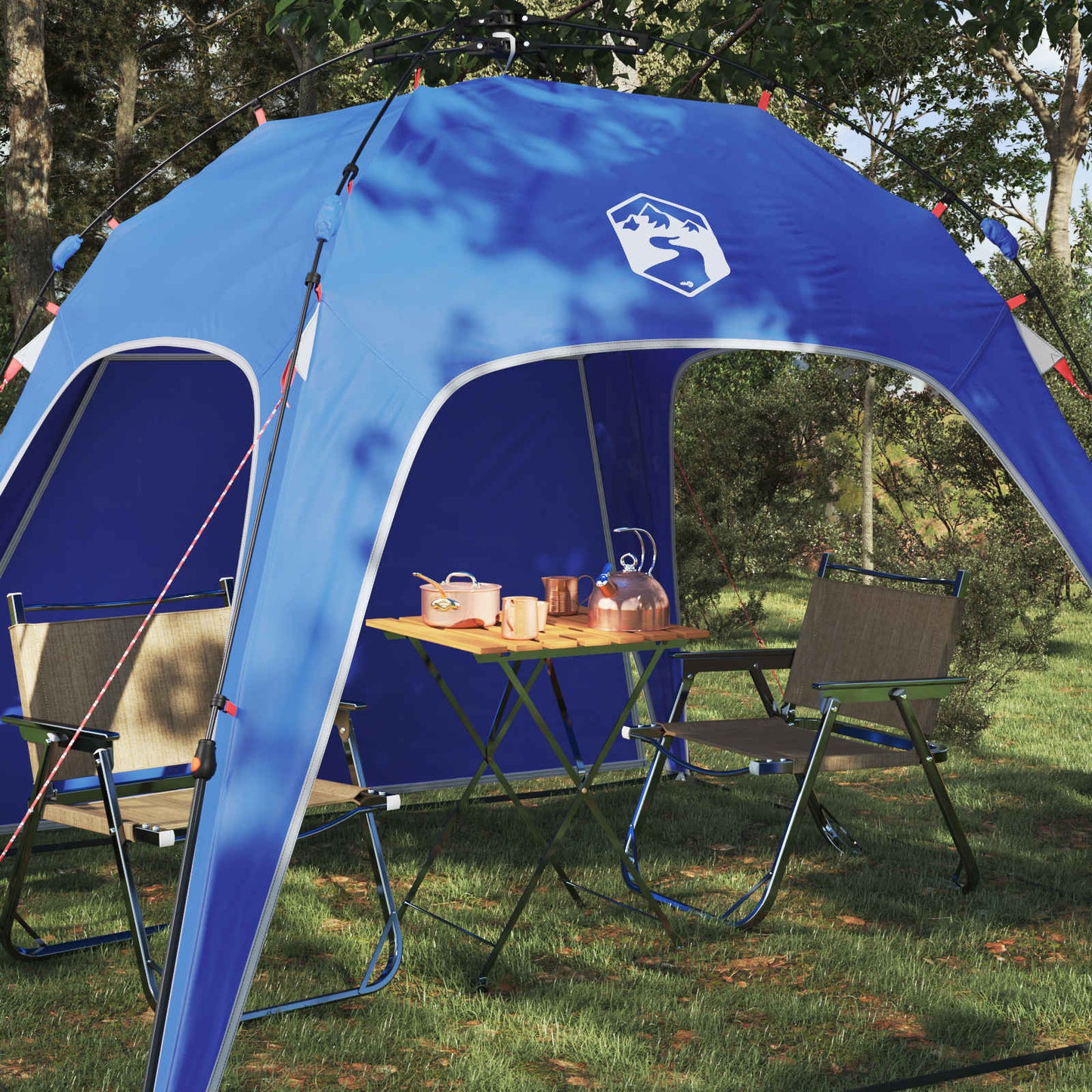 vidaXL Instant Tent 4-Person Quick-Release Azure Blue 185T Polyester