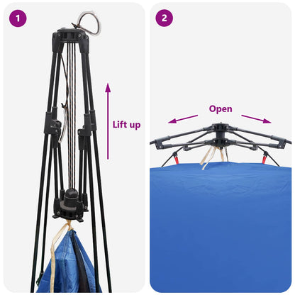 vidaXL Instant Tent 4-Person Quick-Release Azure Blue 185T Polyester
