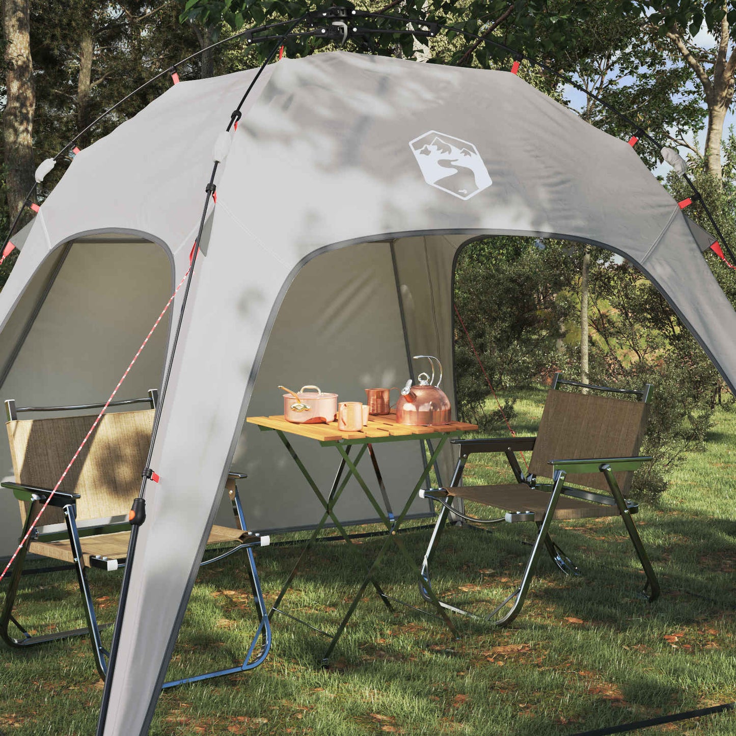 vidaXL Instant Tent 4-Person Quick-Release Grey 260 x 260 x 197 cm