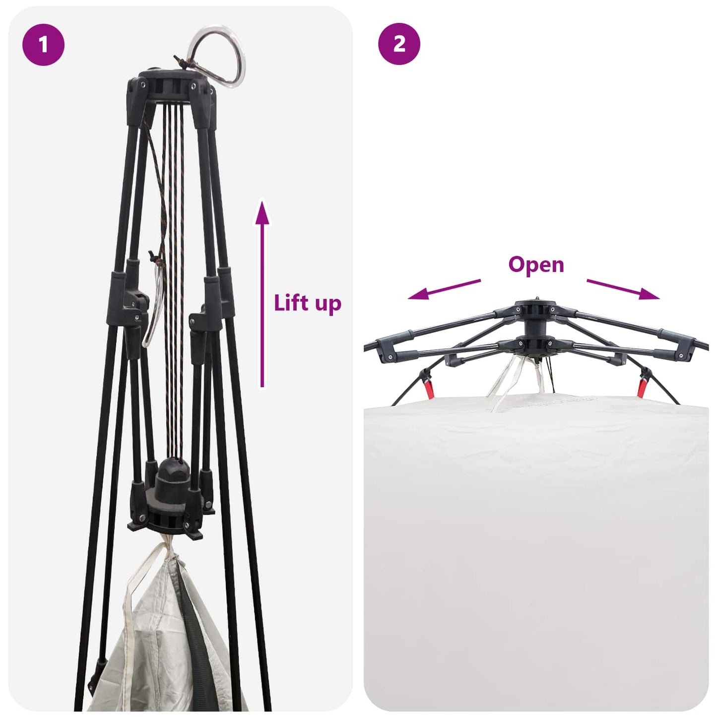 vidaXL Instant Tent 4-Person Quick-Release Grey 260 x 260 x 197 cm