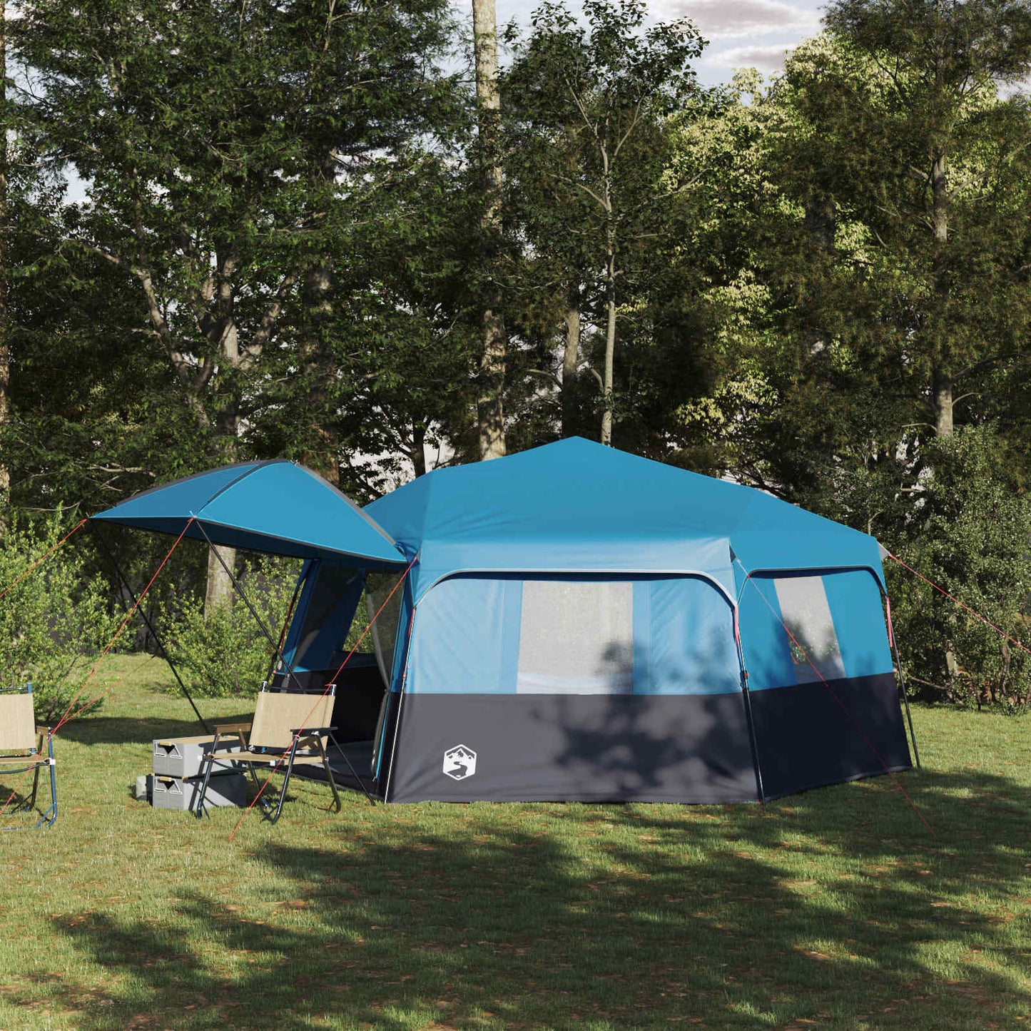 vidaXL Instant Tent with Rainfly 12-Person Quick-Release Blue
