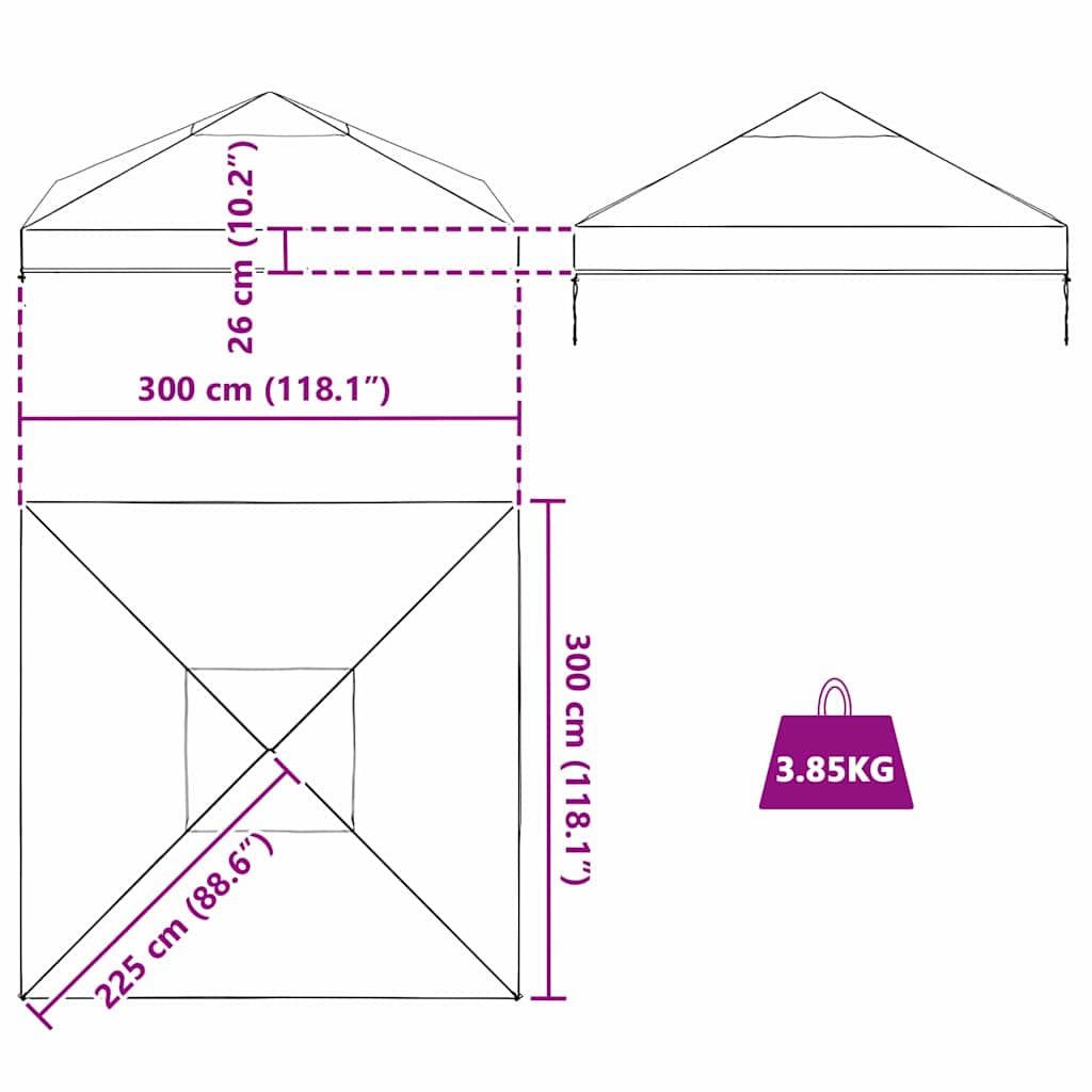 vidaXL Gazebo Cover Replacement 300 x 300 x 26 cm Transparent PVC