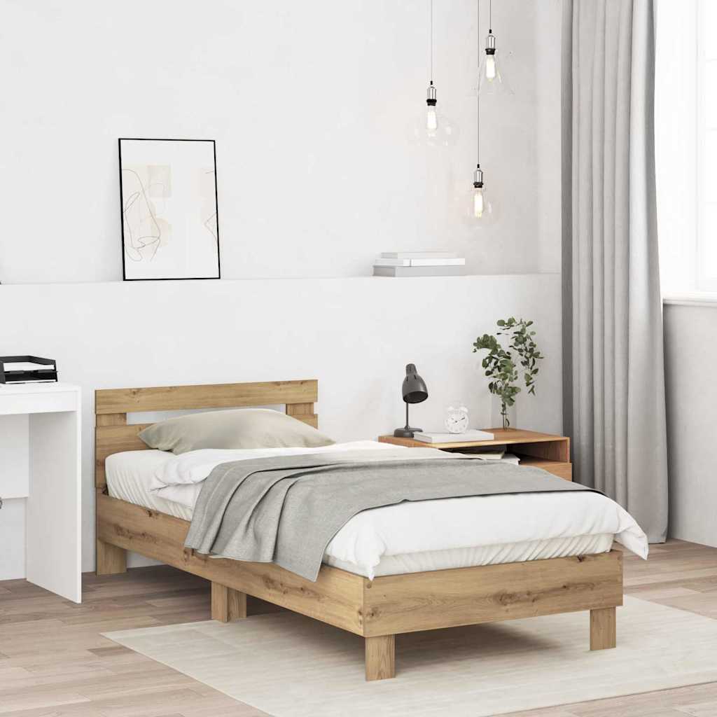 vidaXL Bed Frame Artisan Oak 203 x 95 x 70 cm Engineered Wood