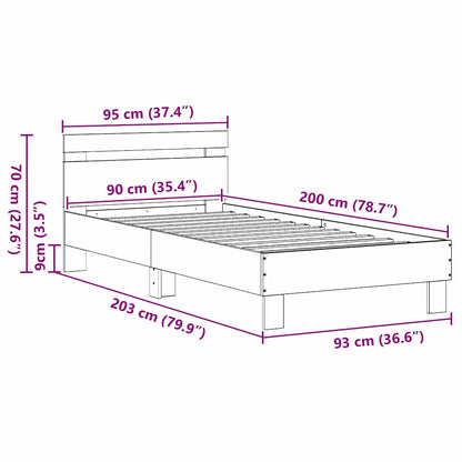 vidaXL Bed Frame Artisan Oak 203 x 95 x 70 cm Engineered Wood