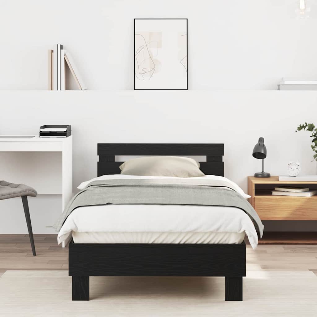 vidaXL Bed Frame Black Oak 203 x 95 x 70 cm Engineered Wood