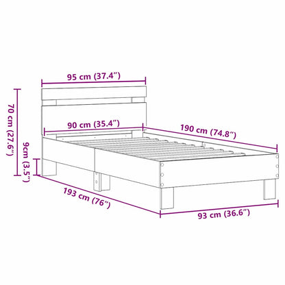 vidaXL Bed Frame Old Wood 193 x 95 x 88 cm Engineered Wood