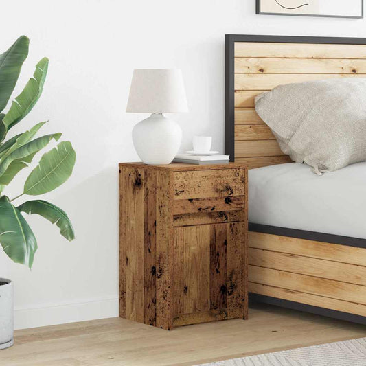 vidaXL LED Bedside Cabinet Old wood 38 x 34 x 61 cm Engineered wood